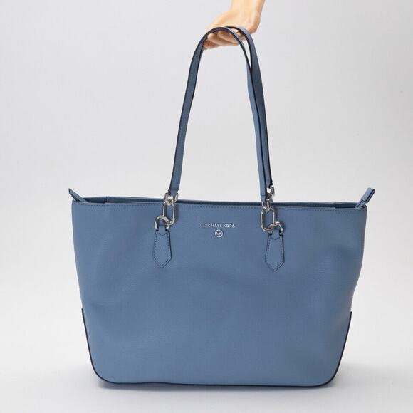 MICHAEL Michael Kors Laney Medium Leather Top Zip Tote Bag Chambray 220083 - Picture 1 of 4